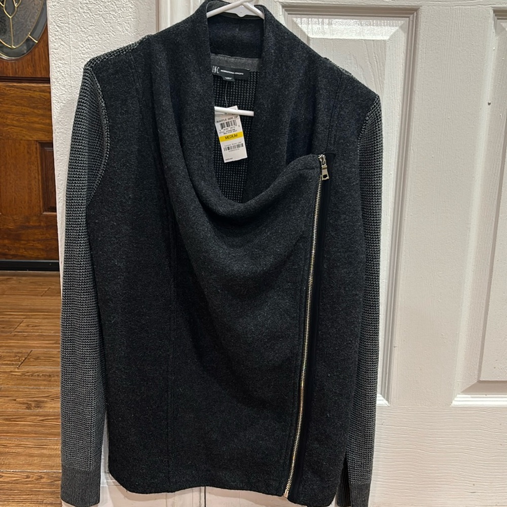 INC International Concepts Women's Gray Waffled Cardigan Sweater